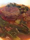 Mimi's Meatballs, Potatoes & Collards