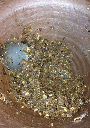 A picture of Jeow Bah aka Spicy Fish Dipping Sauce.
