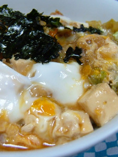 A picture of Eggy Tempura Crumbs and Cabbage Stir-fry Rice Bowl.