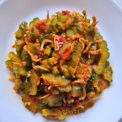 A picture of Stir-fry Bittergourd w Salted fish.