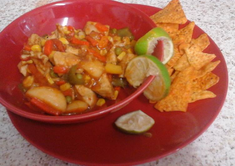 Recipe of Homemade My Sweet Chili &amp; Lime Chicken Tortillas Bake 😋😚