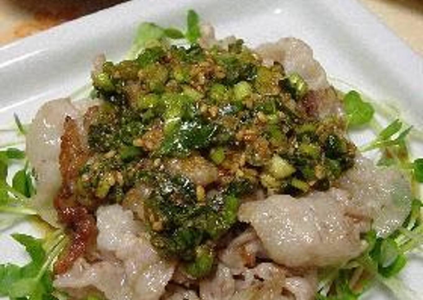 Pork Belly with Sweet and Sour Onion Sesame Sauce