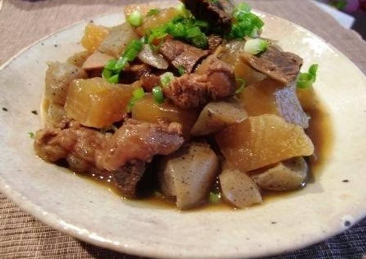 Quick and Easy Meltingly Tender Beef Tendons and Daikon Radish