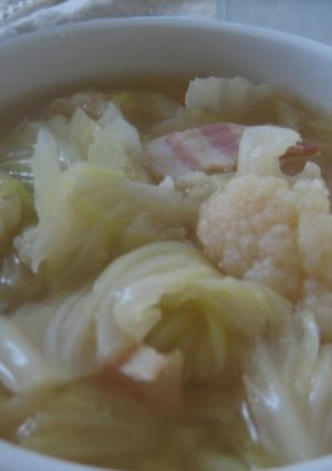 A picture of Heartwarming Cauliflower and Cabbage Soup.
