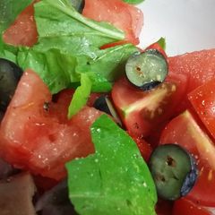 A picture of Watermelon Arugula Salad.