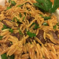 A picture of Toasted Orzo Salad With Black Olives And Capers.