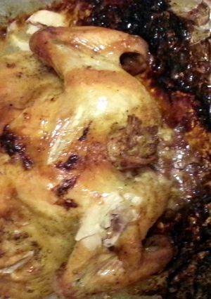 A picture of A whole oven cook chicken.