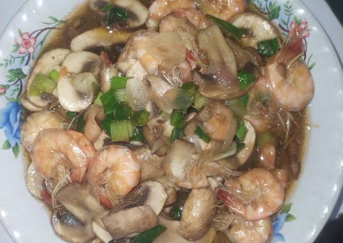 Langkah Mudah Masakan Resep Jamur kancing udang saus tiram