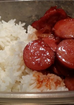 A picture of Sweet and sour kielbasa.