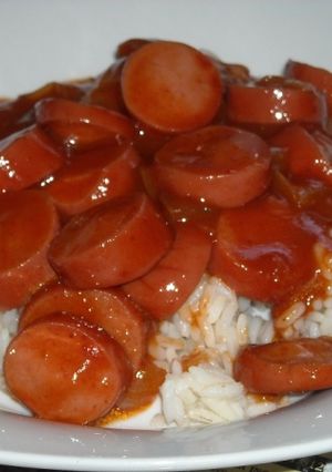 A picture of Kylie's Bar-B-Q Weenies Over Rice.