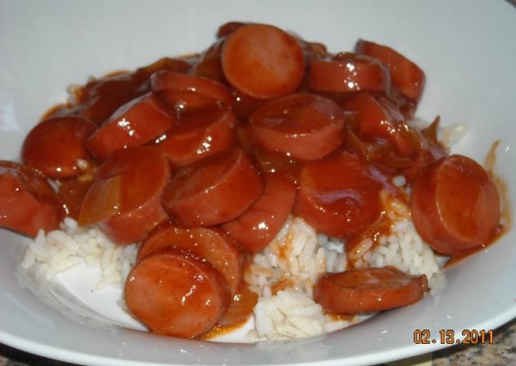Simple Way to Prepare Quick Kylie&#39;s Bar-B-Q Weenies Over Rice