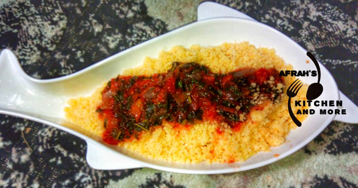 Steamed cousCous with spinach stew Recipe by Afrah's kitchen Cookpad