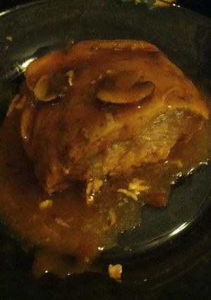 A picture of Golden mushroom pork roast.