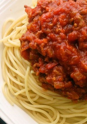 A picture of Our Family's Spaghetti Meat Sauce.