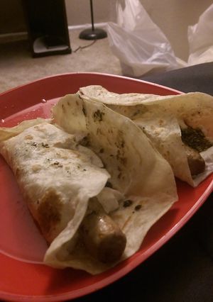 A picture of Mediterranean hot dog.
