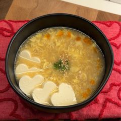 A picture of Egg drop soup (valentines ver.).
