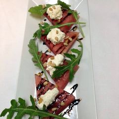 A picture of Watermelon and feta salad.
