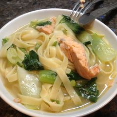 A picture of Becky's Salmon and Tagliatelle Soup.