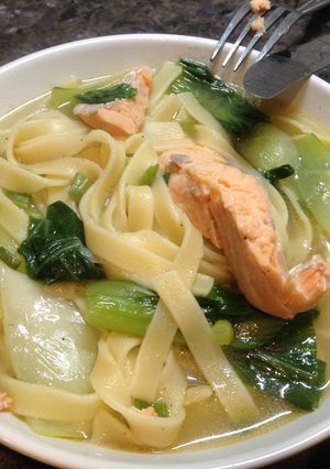 A picture of Becky's Salmon and Tagliatelle Soup.