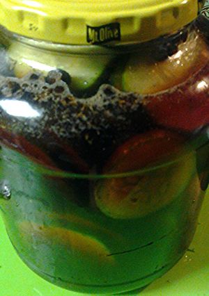 A picture of Dark pickles.