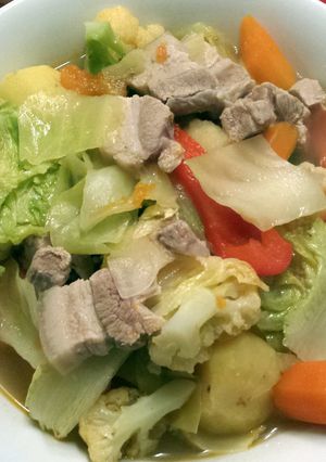 A picture of pork Vegetable soup.