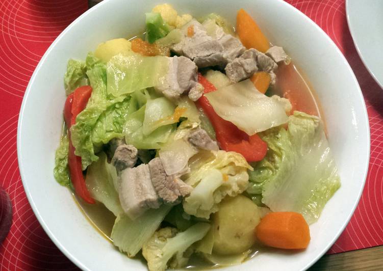 Steps to Prepare Homemade pork Vegetable soup