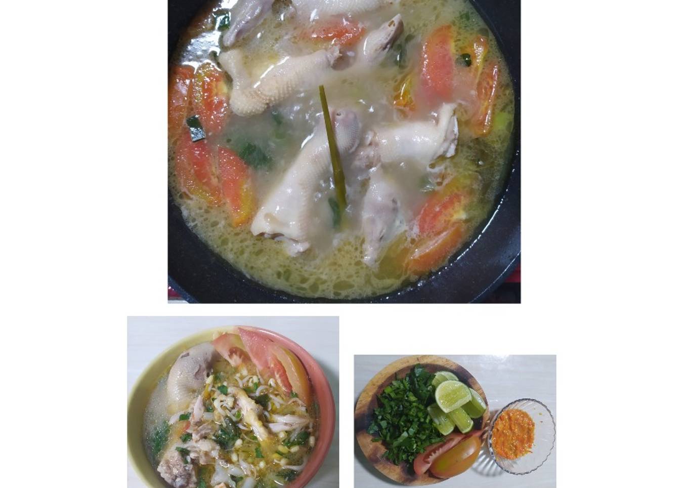 Soto bening dengan kepala ayam