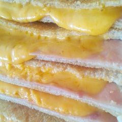 A picture of Easy Ham & Cheese sandwich stack.