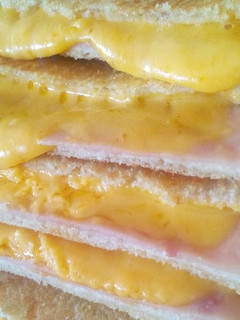 A picture of Easy Ham & Cheese sandwich stack.