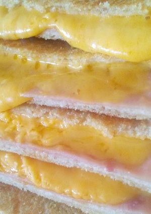 A picture of Easy Ham & Cheese sandwich stack.