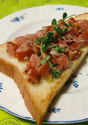 A picture of Chopped Sausage and Parmesan Toast.