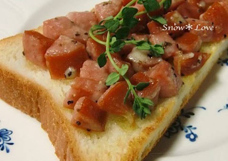 Recipe of Speedy Chopped Sausage and Parmesan Toast