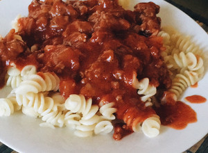 Una foto de Salsa con Carne de Soya