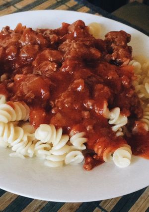 Una foto de Salsa con Carne de Soya
