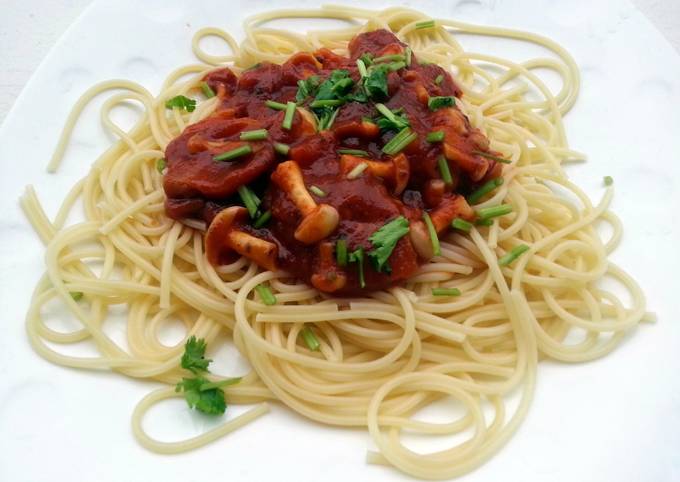 Spicy Spaghetti With Bacon And Mushroom