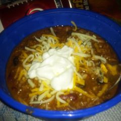 A picture of three bean chili.