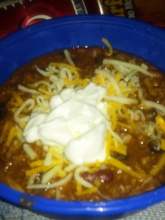 A picture of three bean chili.