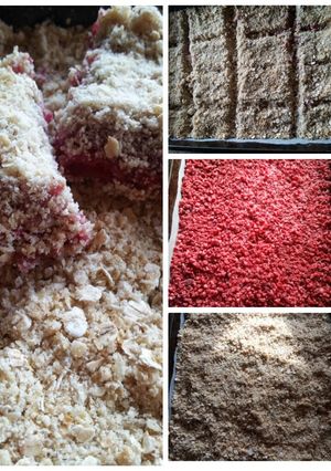 A picture of Raspberry oat crumblies.