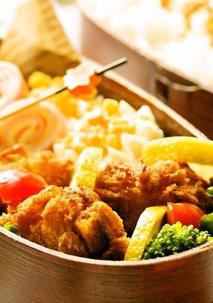 A picture of Kabocha Squash Croquette Bento.