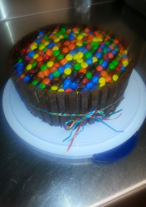 A picture of Boobie's Chocolate Candy Cake.