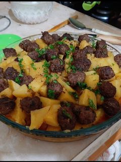 صورة لوصفة بطاطا محمرة بالكفتة