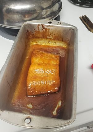 A picture of Baked marinated salmon.