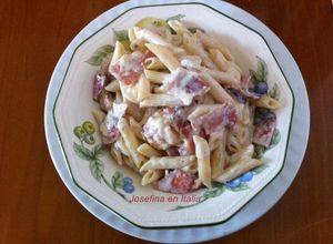 Una foto de Pasta con nata y tocino/Pasta panna e speck