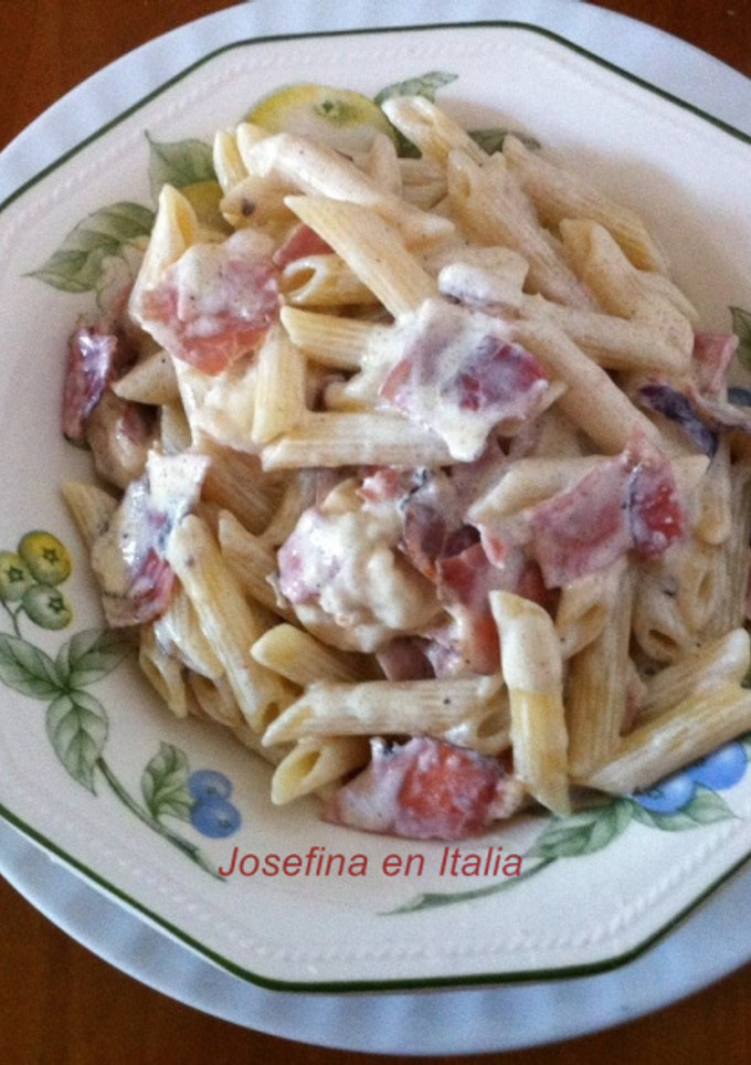 Una foto de Pasta con nata y tocino/Pasta panna e speck