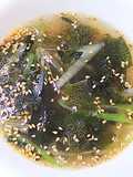 Wakame Soup with the Soaking Liquid of Dried Maitake