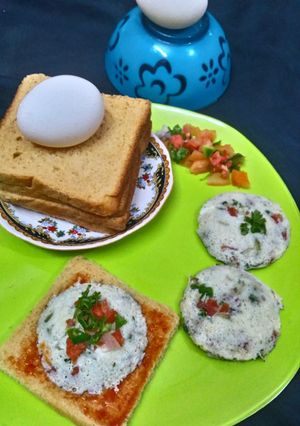 A picture of Steamed veggies egg omelette idli.