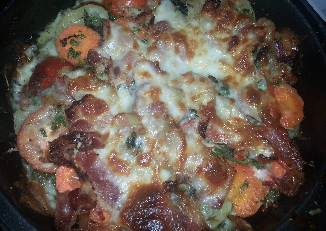 Ratatouille fried with bacon