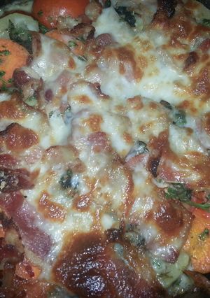A picture of Baked Ratatouille with Bacon.