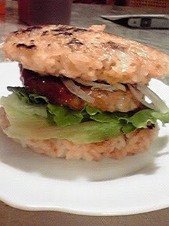 A picture of Mos Burger-style Chicken Rice Burger.