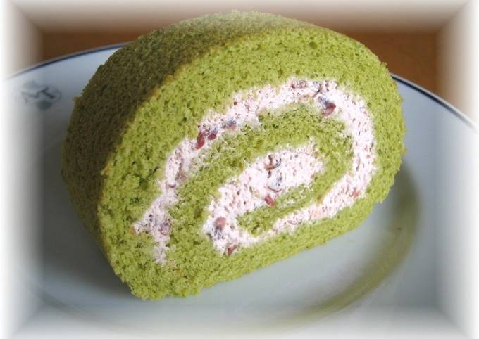 Simple Way to Make Homemade Roll Cake Matcha Green Tea with Adzuki Cream